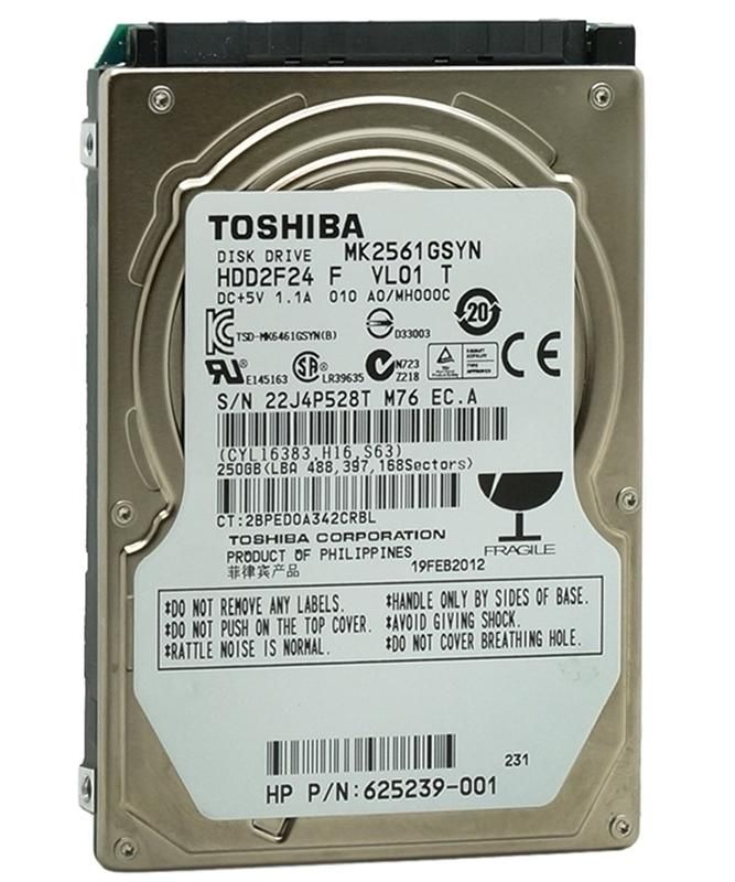 Накопичувач HDD 2.5" 250Gb SATA Toshiba 7200rpm 16Mb (MK2561GSYN) гар 12 міс. в Україні