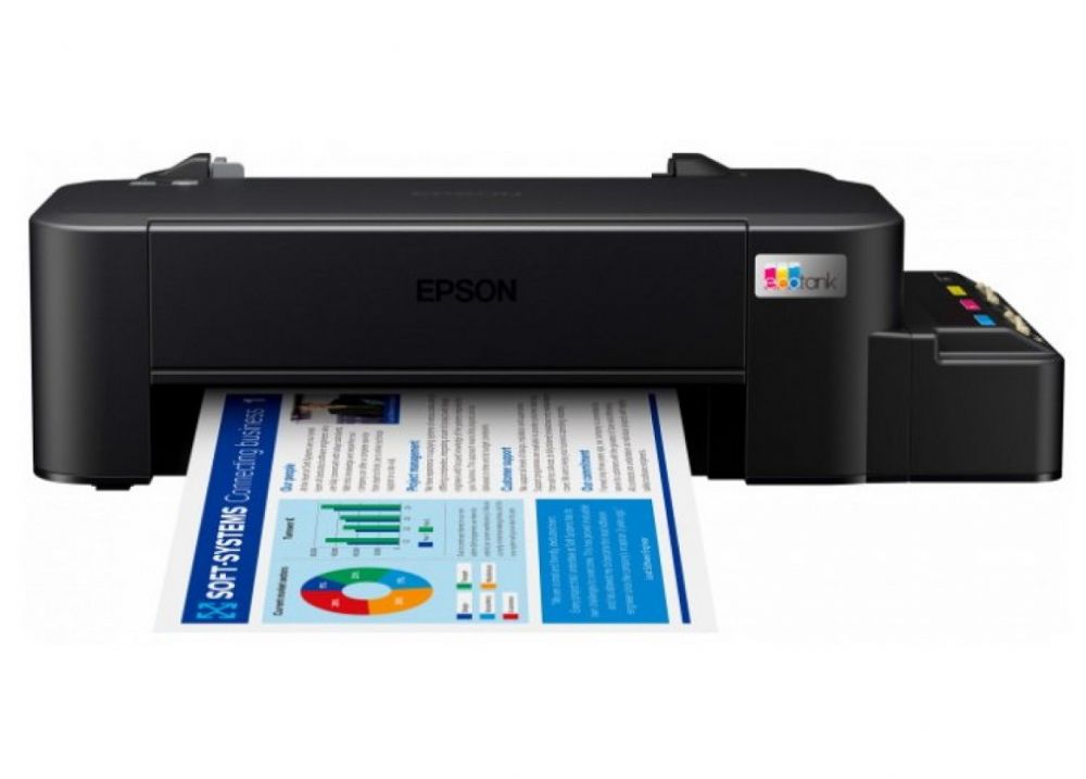 Принтер струйный цветной A4 Epson L121 (C11CD76414), Black, 720х720 dpi, до 9/4.8 стр/мин, USB, встроенное СНПЧ по 40 мл + чернила Barva + фотобумага Barva в Україні