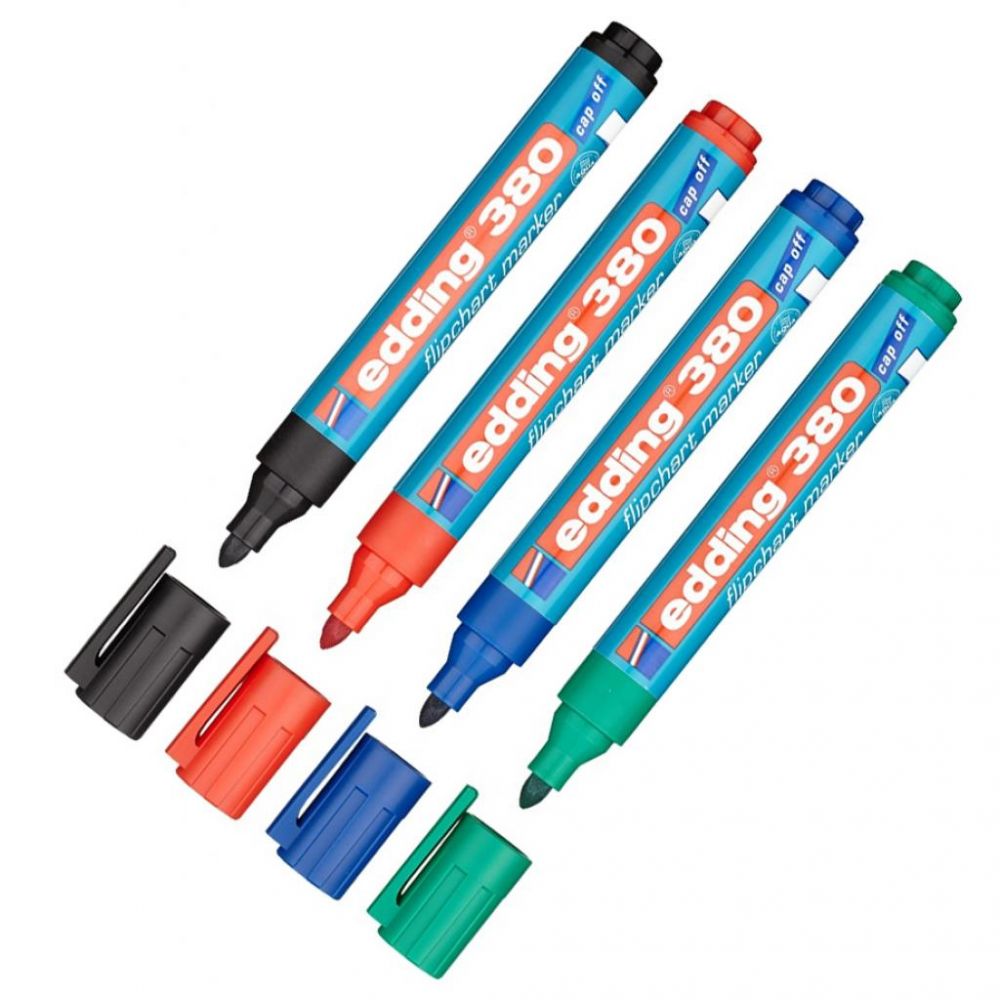 Набір маркерів Edding Flipchart e-380 1,5-3 мм, round tip, SET 4colors (blister PV (380/4/BL) в Україні