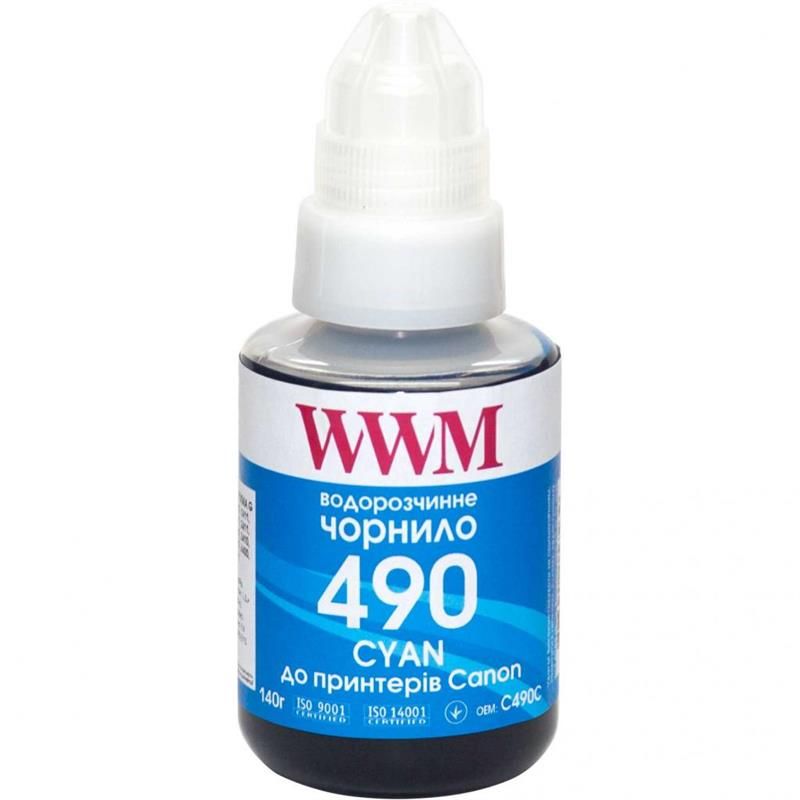 Чорнило WWM Canon GI-490, 140г Cyan (C490C) в Україні