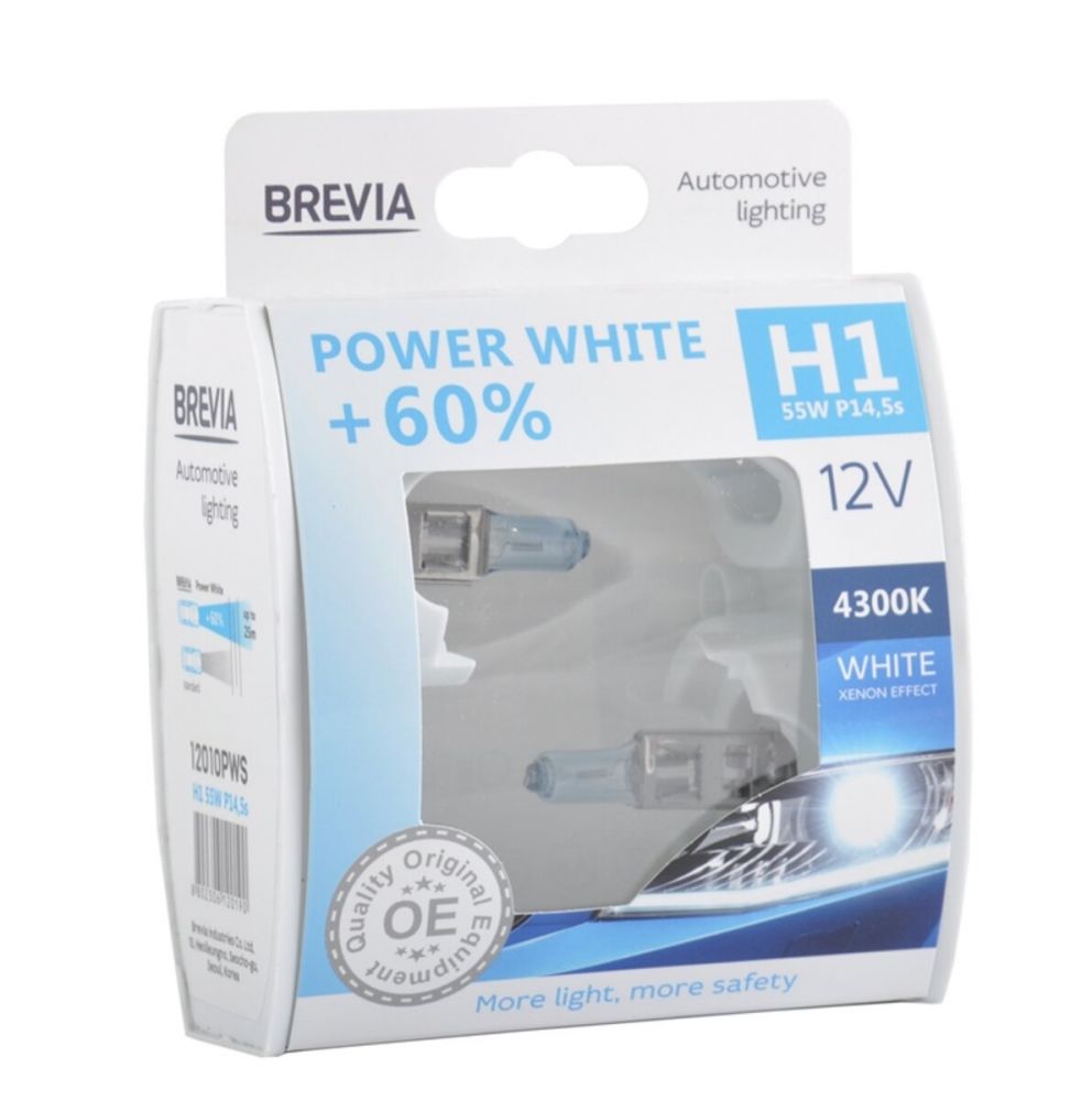 Галогеновая лампа Brevia H1 12V 55W P14,5s Power White +60% 4300K S2 12010PWS в Україні