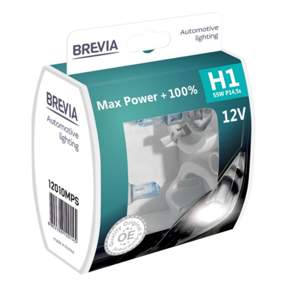 Галогеновая лампа Brevia H1 12V 55W P14.5s Max Power+100% S2 12010MPS в Україні