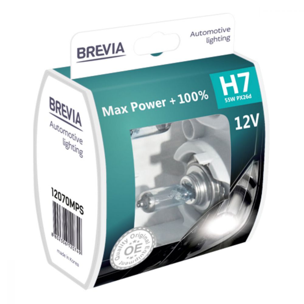 Галогеновая лампа Brevia H7 12V 55W PX26d Max Power +100% S2 12070MPS в Україні