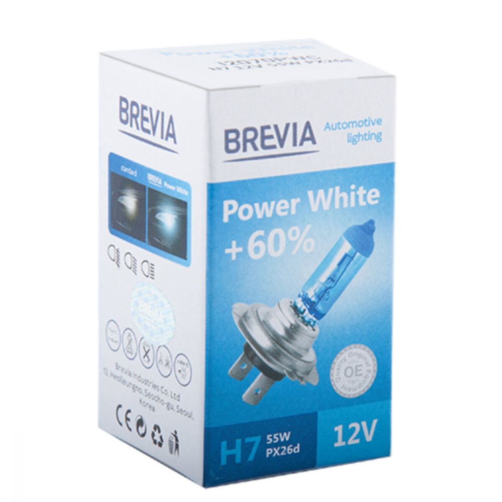 Галогеновая лампа Brevia H7 12V 55W PX26d Power White +60% 4300K CP 12070PWC в Україні