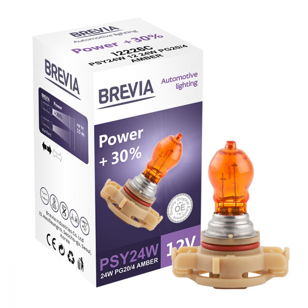 Галогеновая лампа Brevia PSY24W 12V 24W PG20/4 AMBER Power +30% CP 12226C в Україні