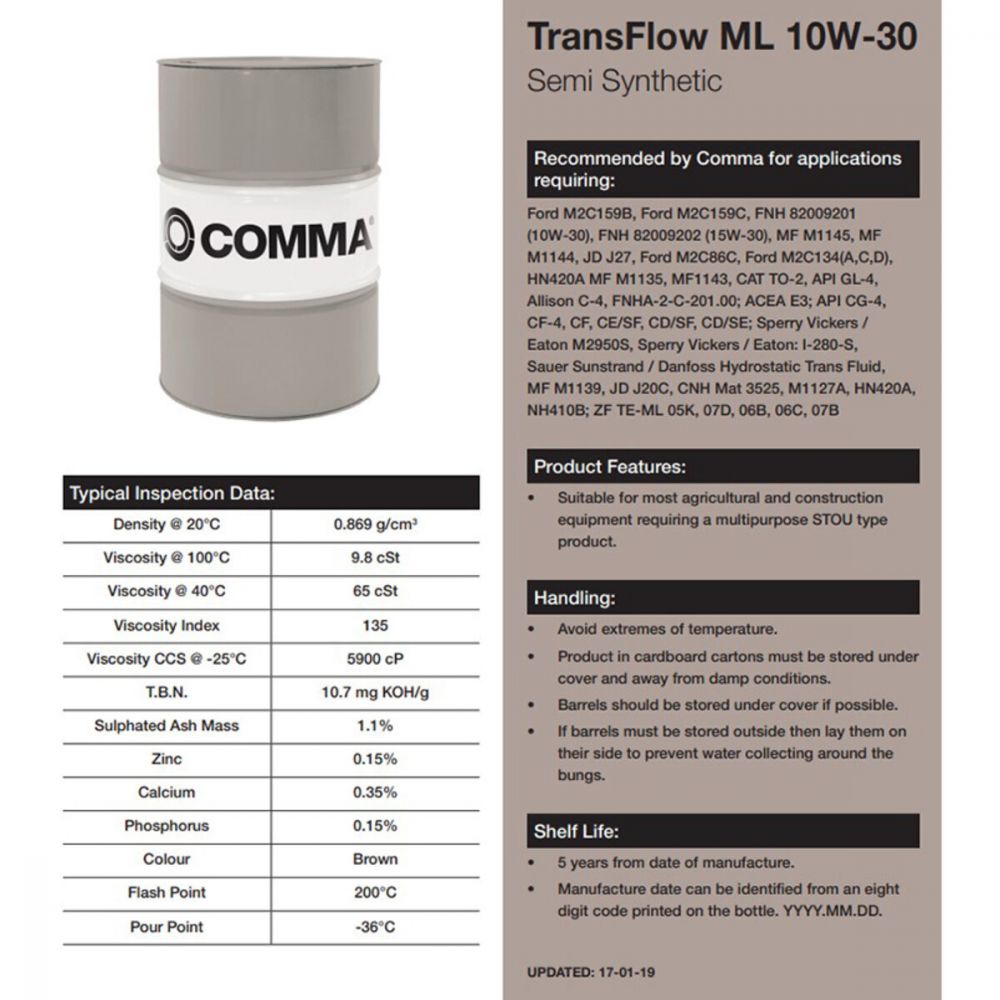 Моторное масло Comma TRANSFLOW ML 10W-30 5л TFML5L в Україні