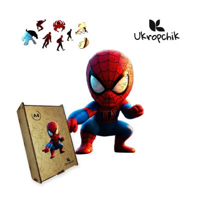 Пазл Ukropchik дерев`яний Супергерой Спайді А3 в коробці з набором-рамкою (Spider-Man Superhero A3) в Україні