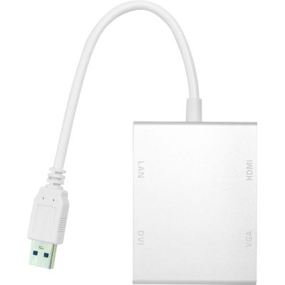 Перехідник USB 3.0 to HDMI, DVI, VGA, RJ45 Gigabit Ethernet PowerPlant (CA912087) в Україні