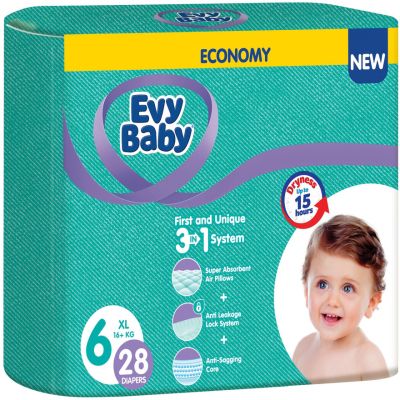 Підгузки Evy Baby XL Twin (16+ кг) 28 шт (8683881000233) в Україні