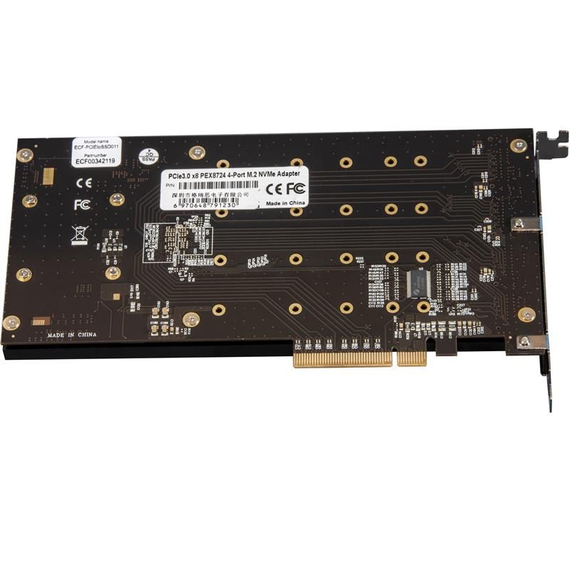 Плата расширения Frime (ECF-PCIEtoSSD011) PCI-E-4хM.2, PLX8724 в Україні